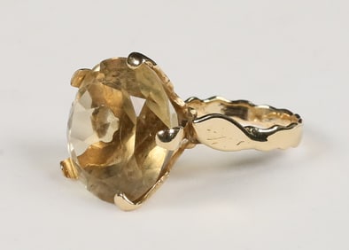 Vintage 14k Gold & Citrine Cocktail Ring