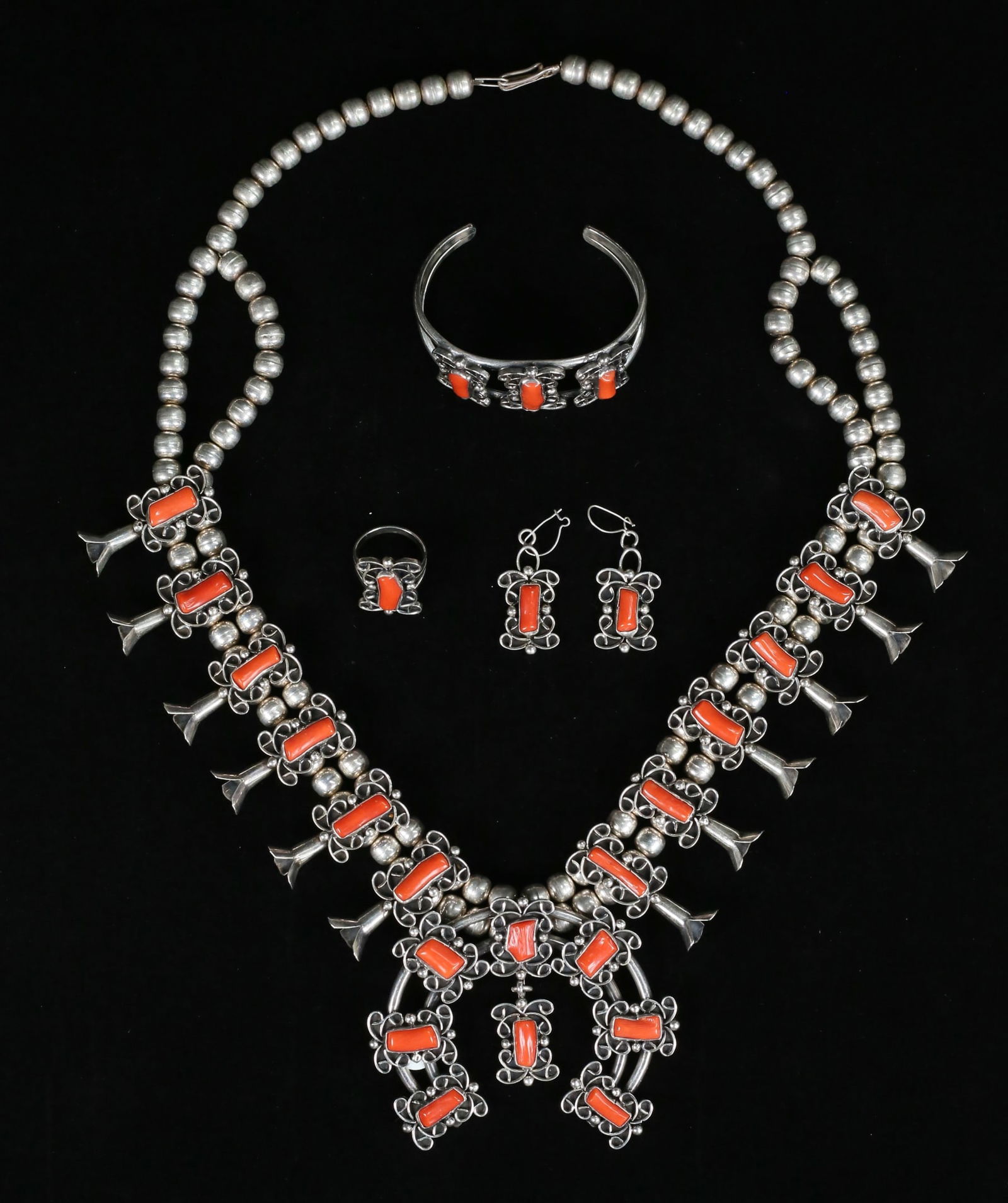 Albert Secatero Squash Blossom With Ring, Earrings (1 of 20)