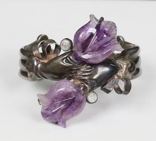 William Spratling Mexican Silver & Amethyst Cuff