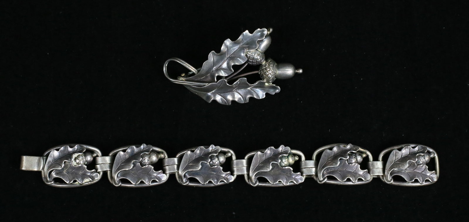 Georg Jensen Sterling Acorn Bracelet & Brooch (1 of 9)