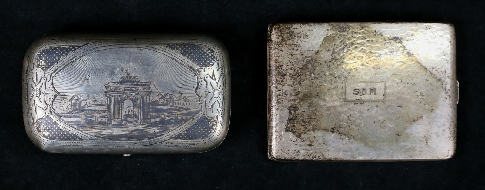 2 Silver Cigarette Cases Russian 84 & Sterling (1 of 12)