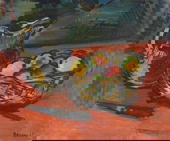 Ben Benn Oil on Canvas Still Life With Knife