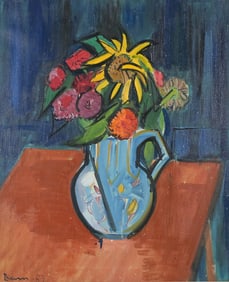 Ben Benn Oil on Canvas Still Life With Flowers