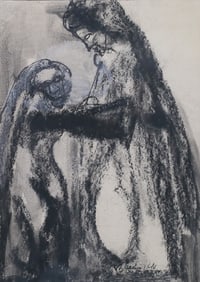 Joachim Probst Gouache Two Figures