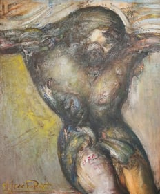 Joachim Probst Oil on Canvas Red Cloud Christ