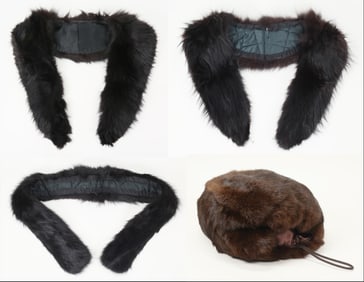 3 Brown Mink Stoles and a Brown Muff