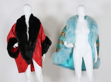 Blue Reticulated Python Snake Cape - Red Leather