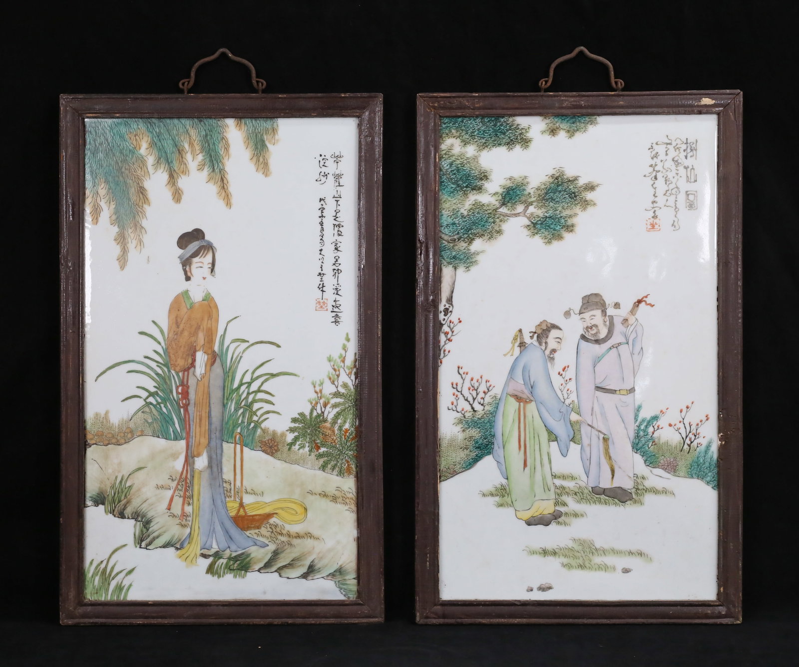 Pair of Hand Painted Chinese Porcelain Plaques (1 of 11)