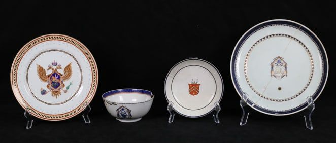 4 Pieces Chinese Export Armorial Porcelain