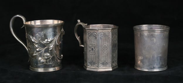 3 American Coin Silver Mugs