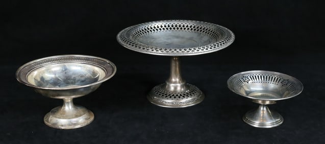 3 Sterling Compotes Including Gorham