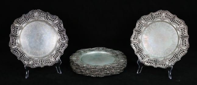 Set of 12 Sterling Silver Plates