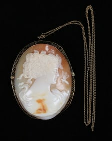 14k Gold Cameo Pin / Pendant