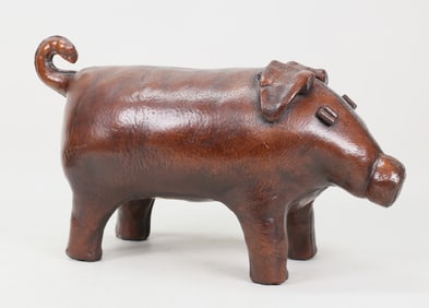Ceramic Faux Leather Pig Piggy Bank