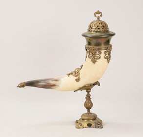 Brass Mounted Drinking Horn
