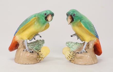 Pair of Pottery Parrot Figures