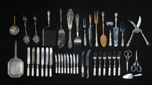 Lot Sterling Handled Serving Pieces Stieff Tiffany