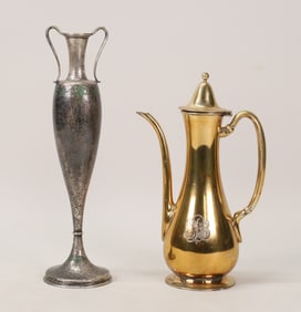 Tiffany & Co. Makers Sterling Demitasse Pot & Vase