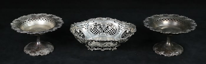 3 Pieces Sterling Gorham Bowl & Towle Compotes