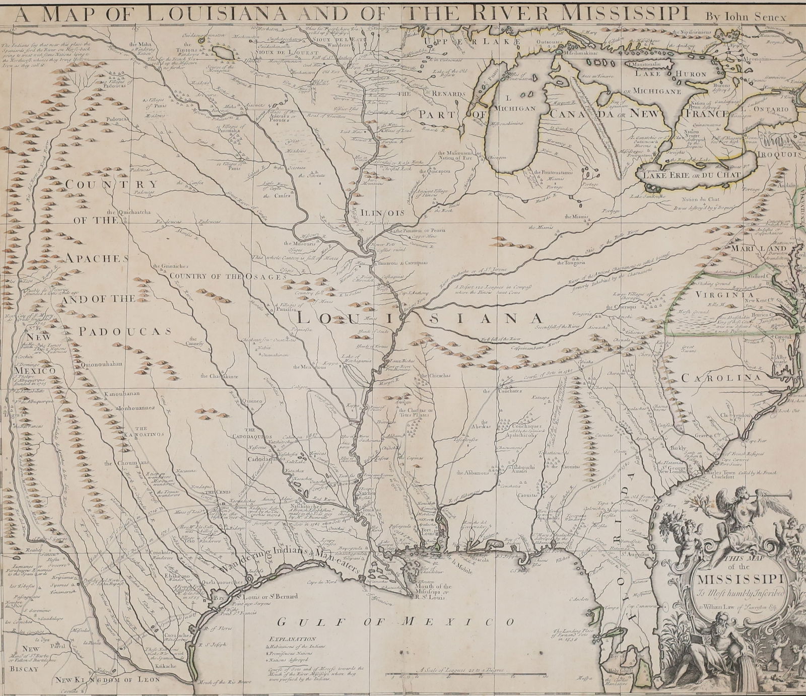 John Senex Map of Louisiana & Mississippi River (1 of 13)