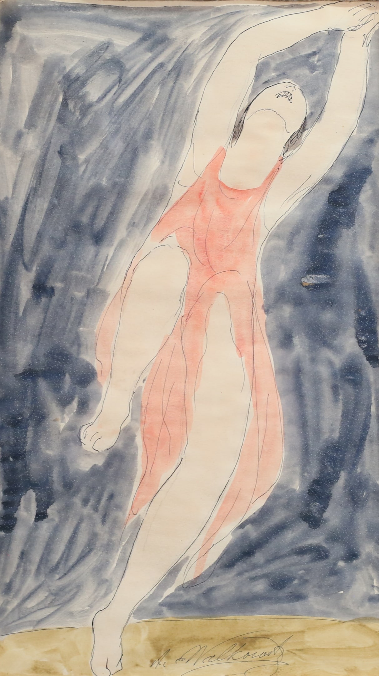 Abraham Walkowitz Watercolor & Ink Dancer (1 of 5)