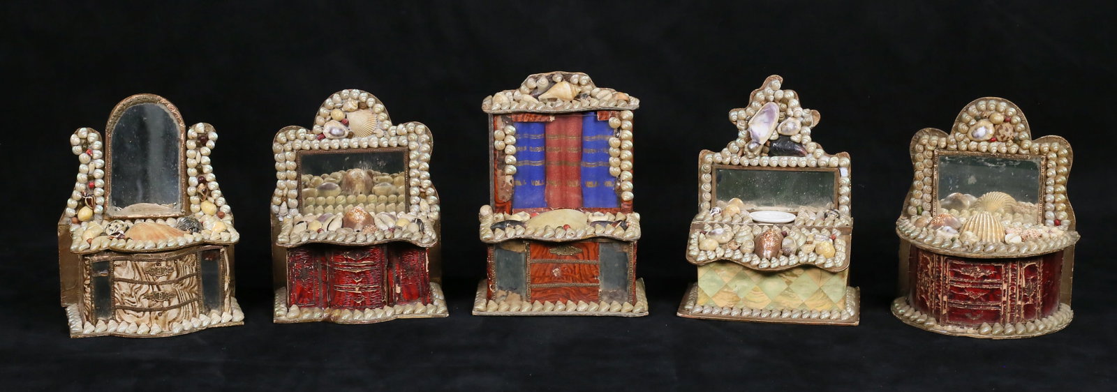 5 Sailor's Valentine Folk Art Shell Vanity Boxes (1 of 20)