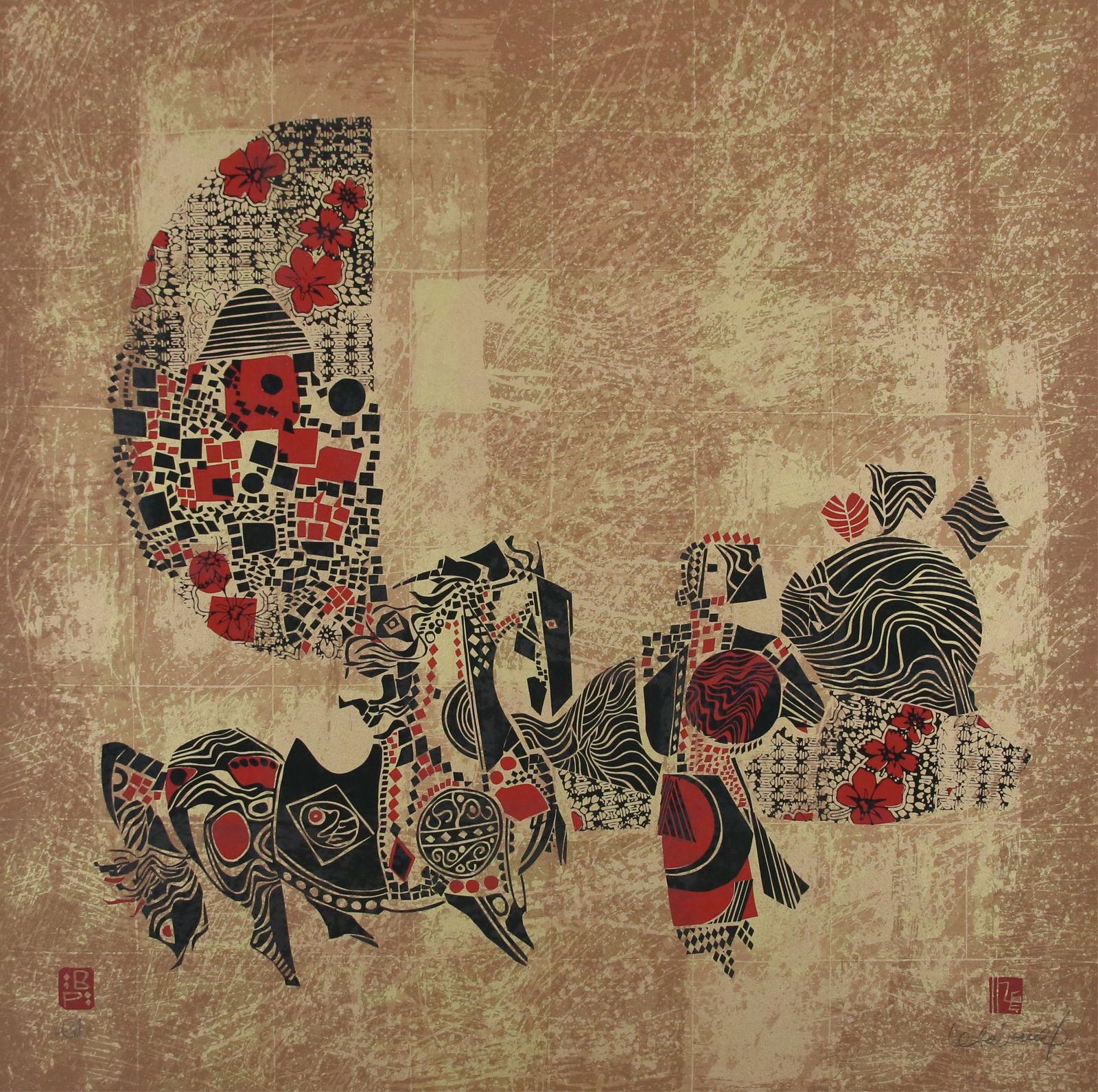 Hoi Lebadang Silkscreen Woman With Horse (1 of 7)