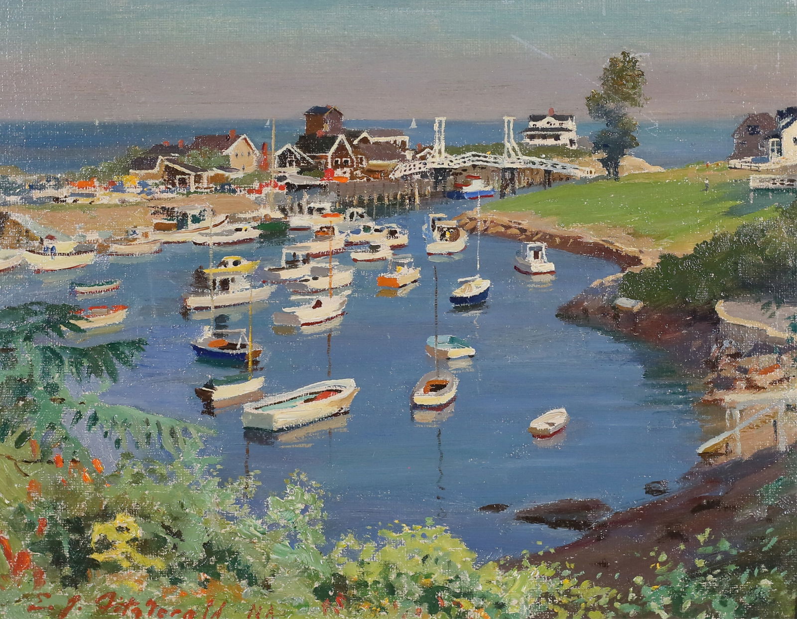 E.J. Fitzgerald Oil on Panel Perkins Cove (1 of 8)