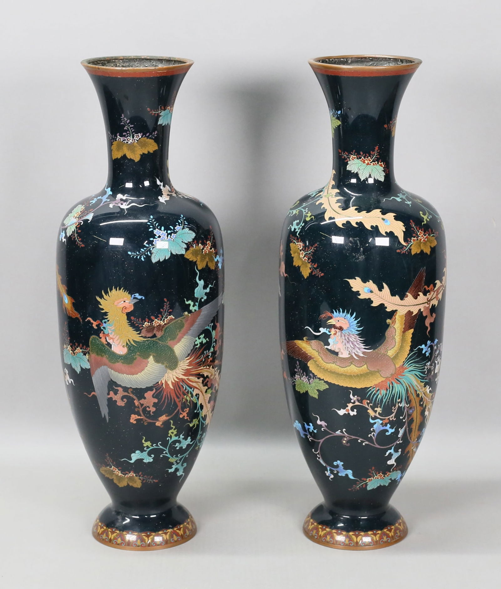 Pair of Chinese Cloisonne Phoenix Vases (1 of 17)