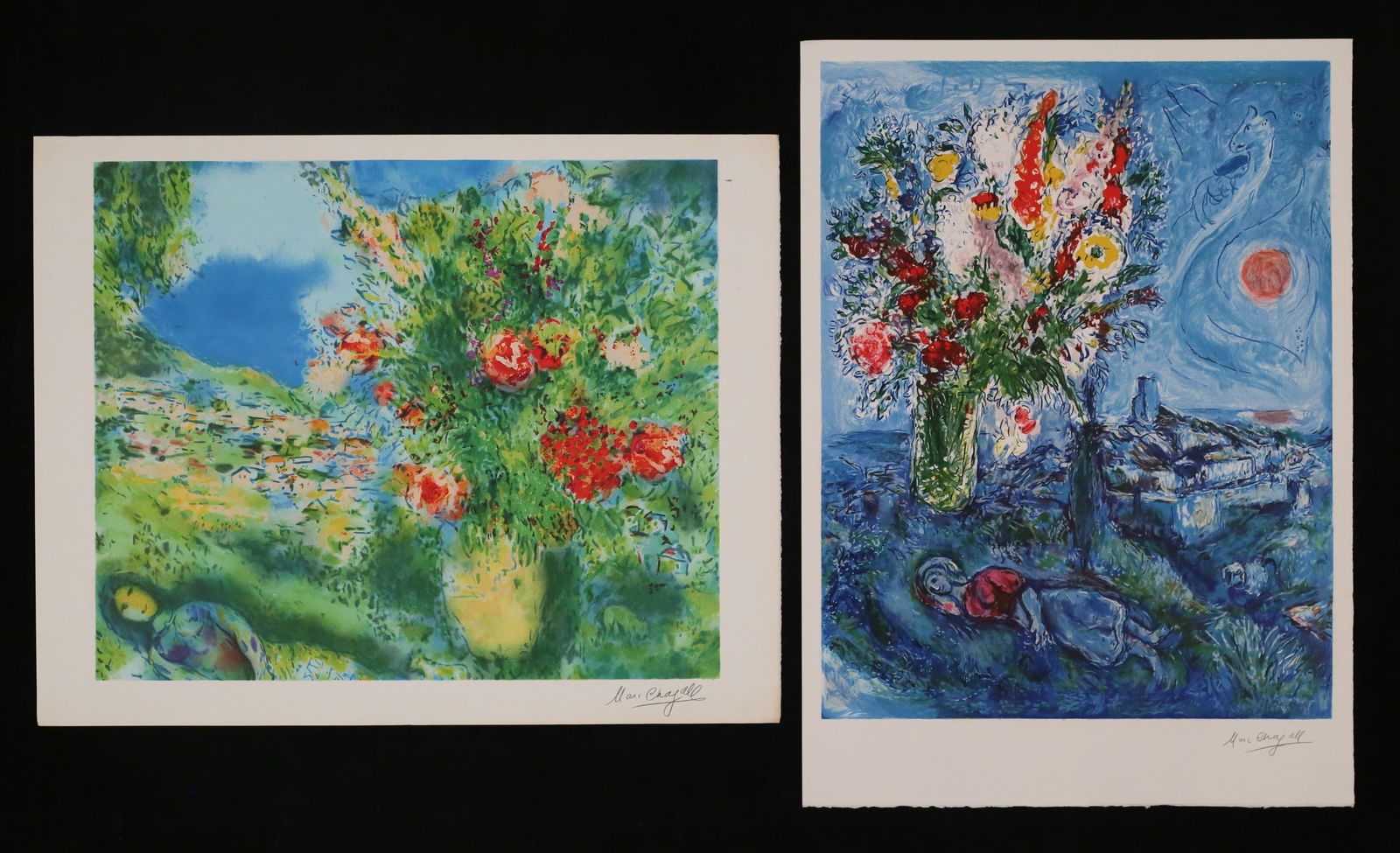 After Marc Chagall 2 Lithographs Flowers (1 of 13)