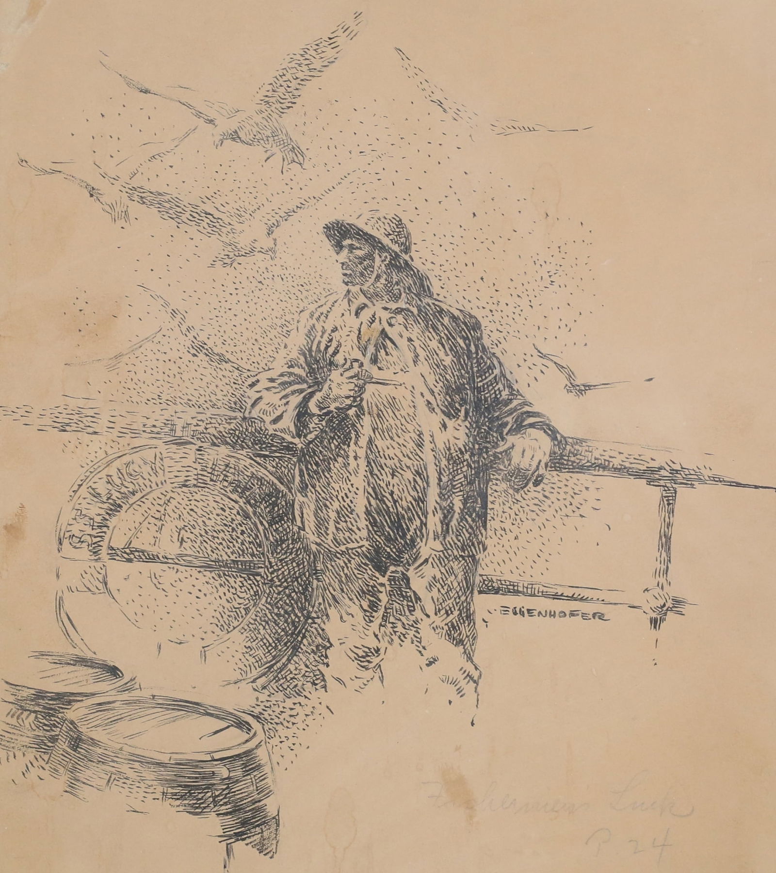 Nick Eggenhofer Pen & Ink Fisherman's Luck (1 of 6)