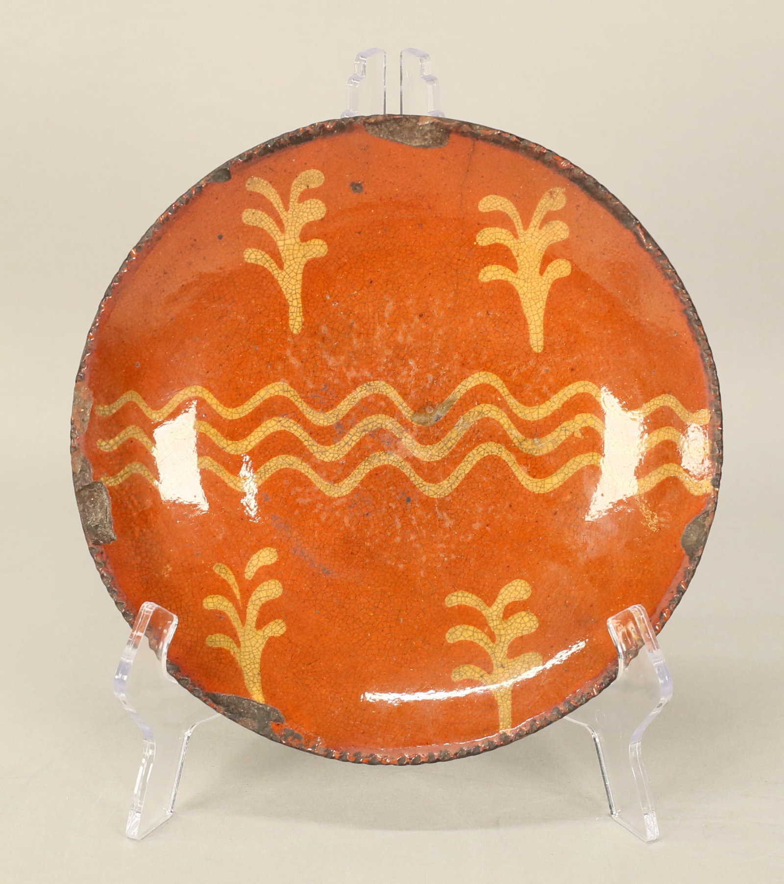 Redware Pie Plate With Slip Decoration (1 of 10)