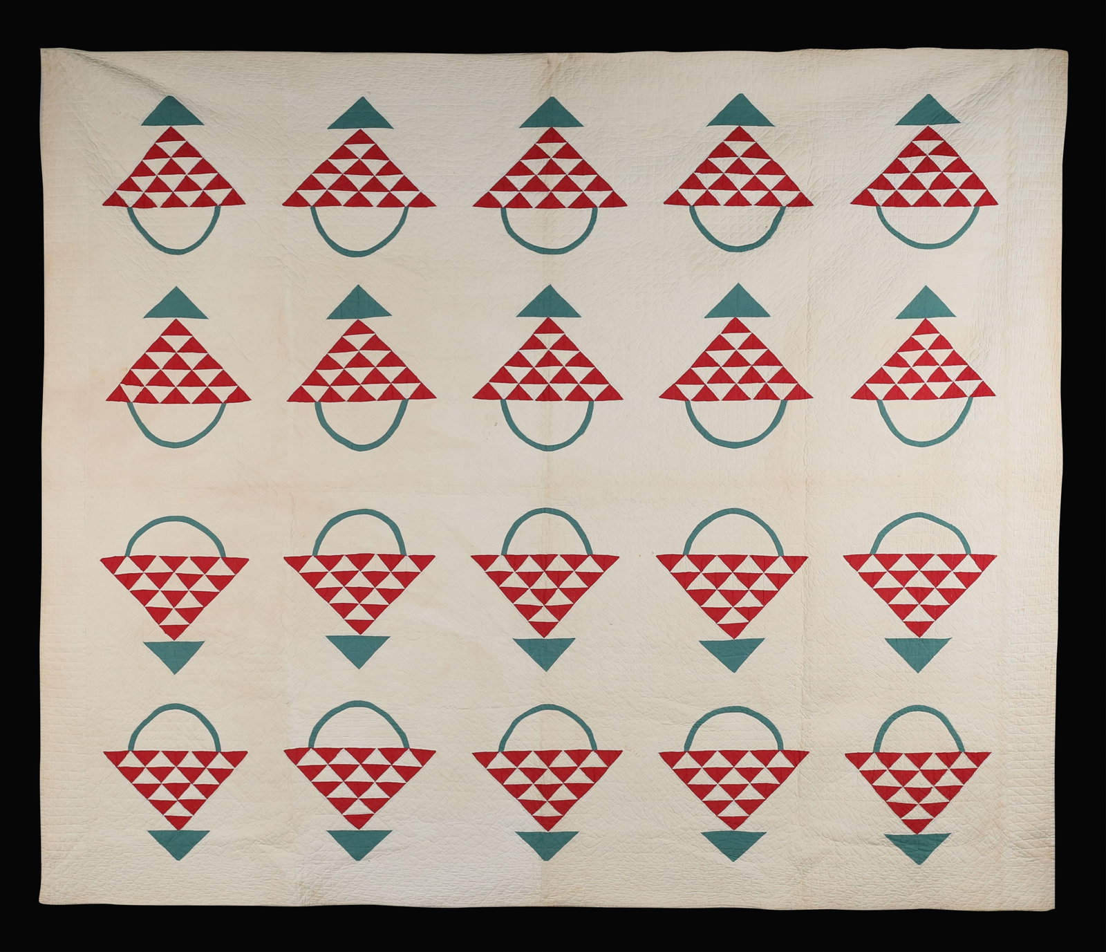 Antique Hand Sewn Flower Basket Pattern Quilt (1 of 16)