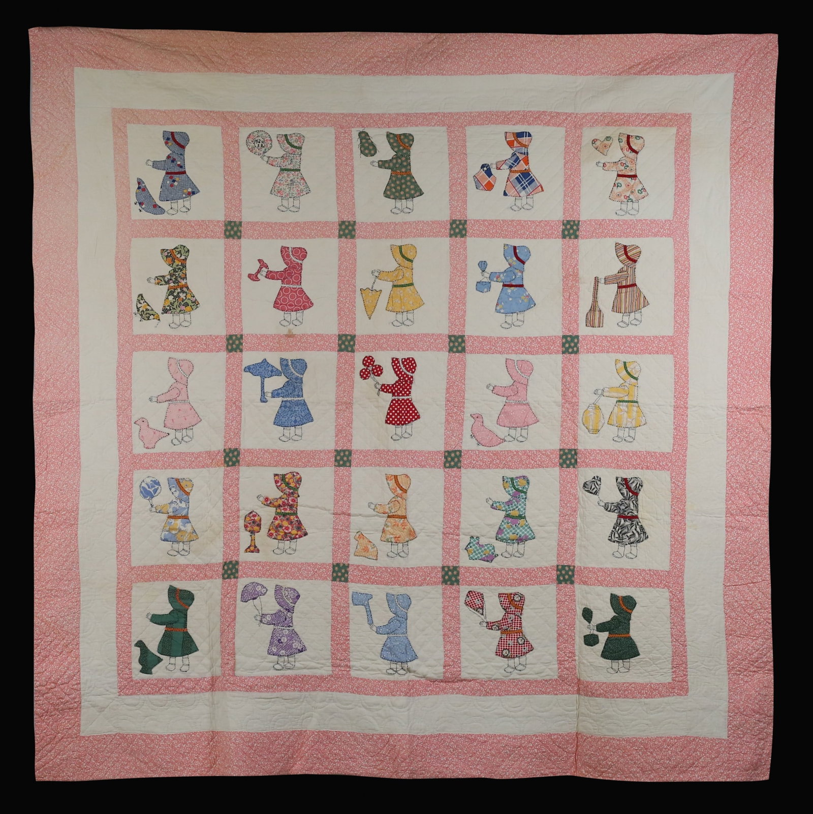 Antique Hand Sewn Sunbonnet Sue Quilt from 1934 (1 of 13)