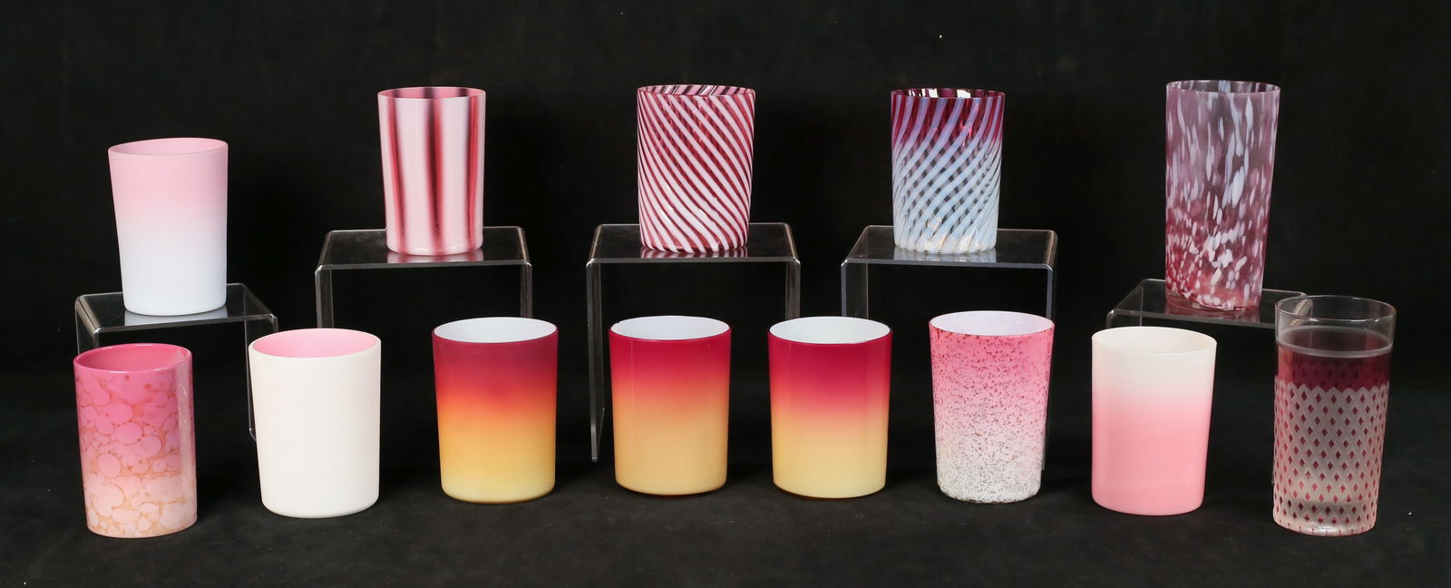 13 Red And Peach Tumblers 19th And 20th Century (1 of 16)