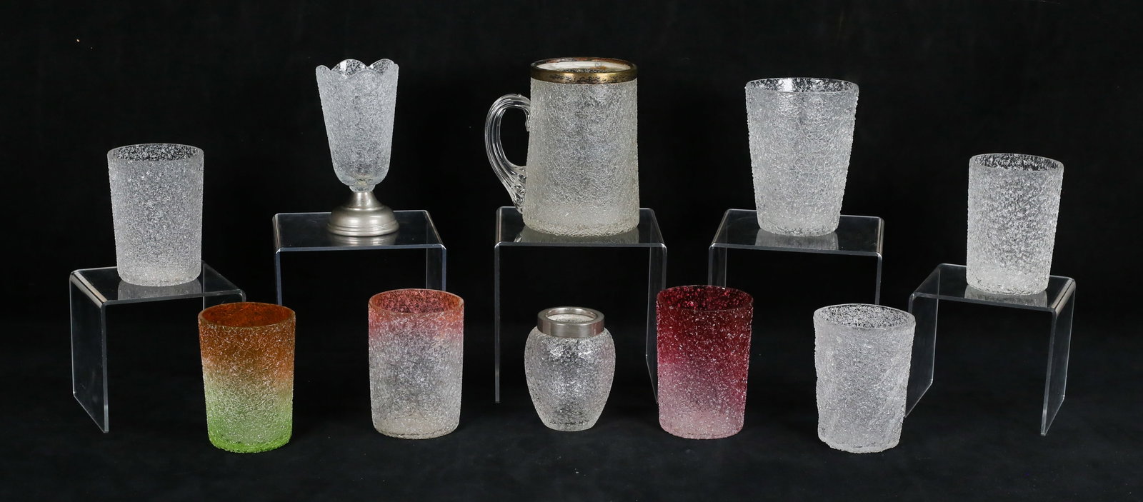 10 Pieces Overshot Glass Tumblers, Vases, Mug (1 of 18)