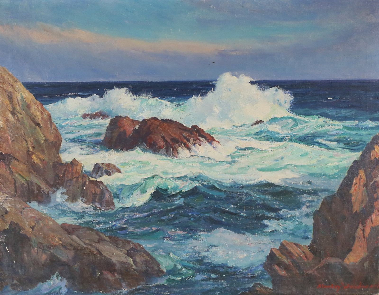 Stanley Wingate Woodward Oil on Canvas Seascape (1 of 8)