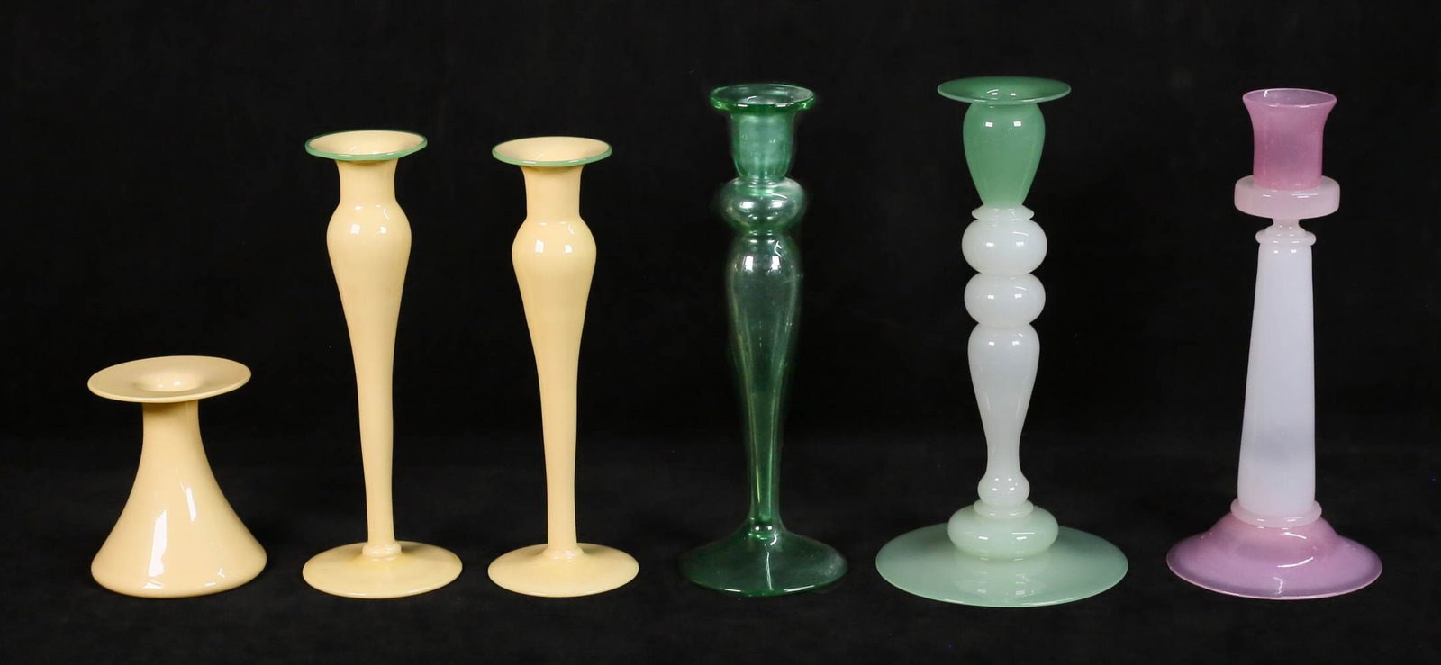 6 Art Glass Candlesticks Including Steuben (1 of 20)