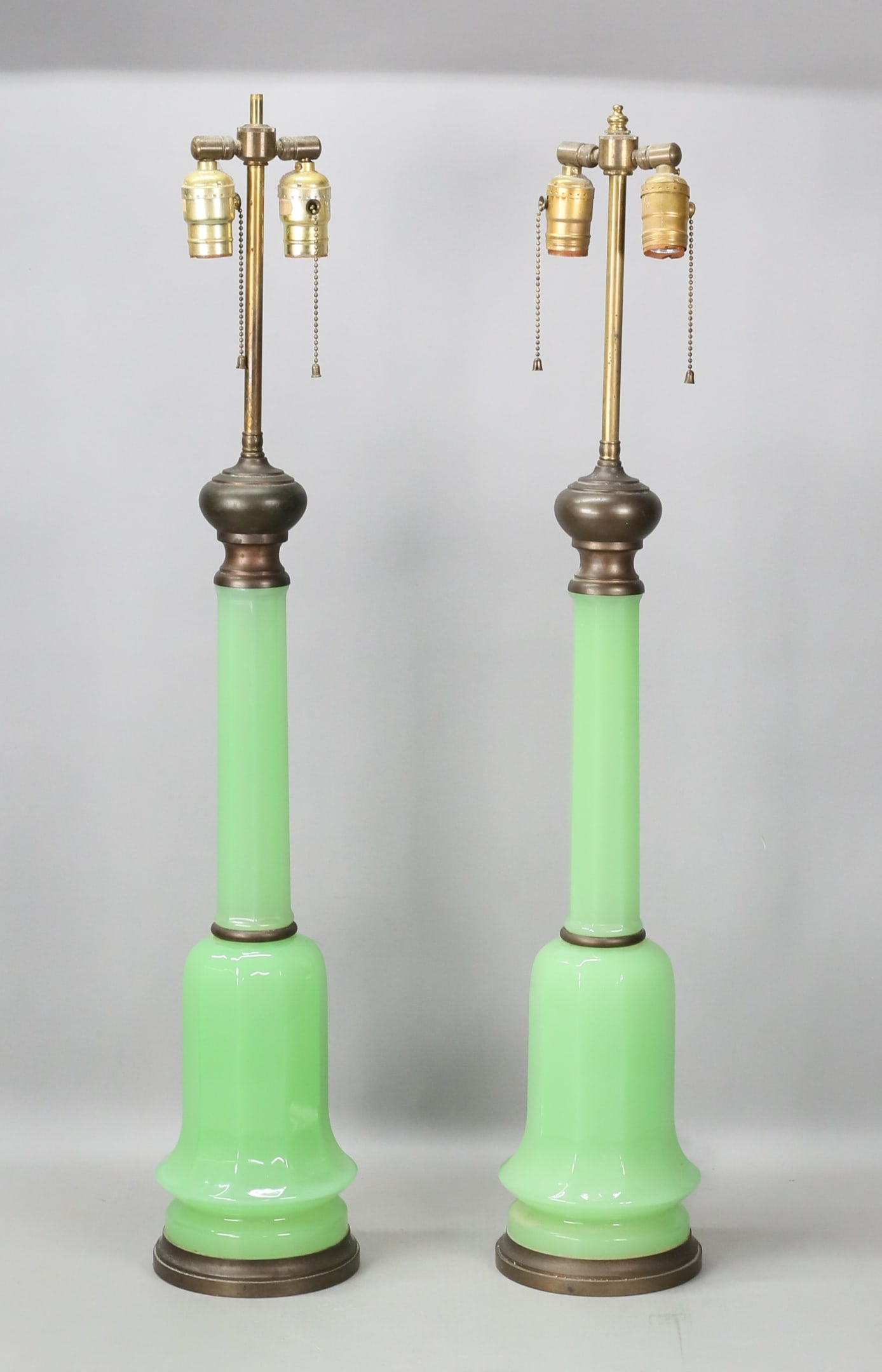 Pair of Green Opaline Glass Lamps (1 of 17)