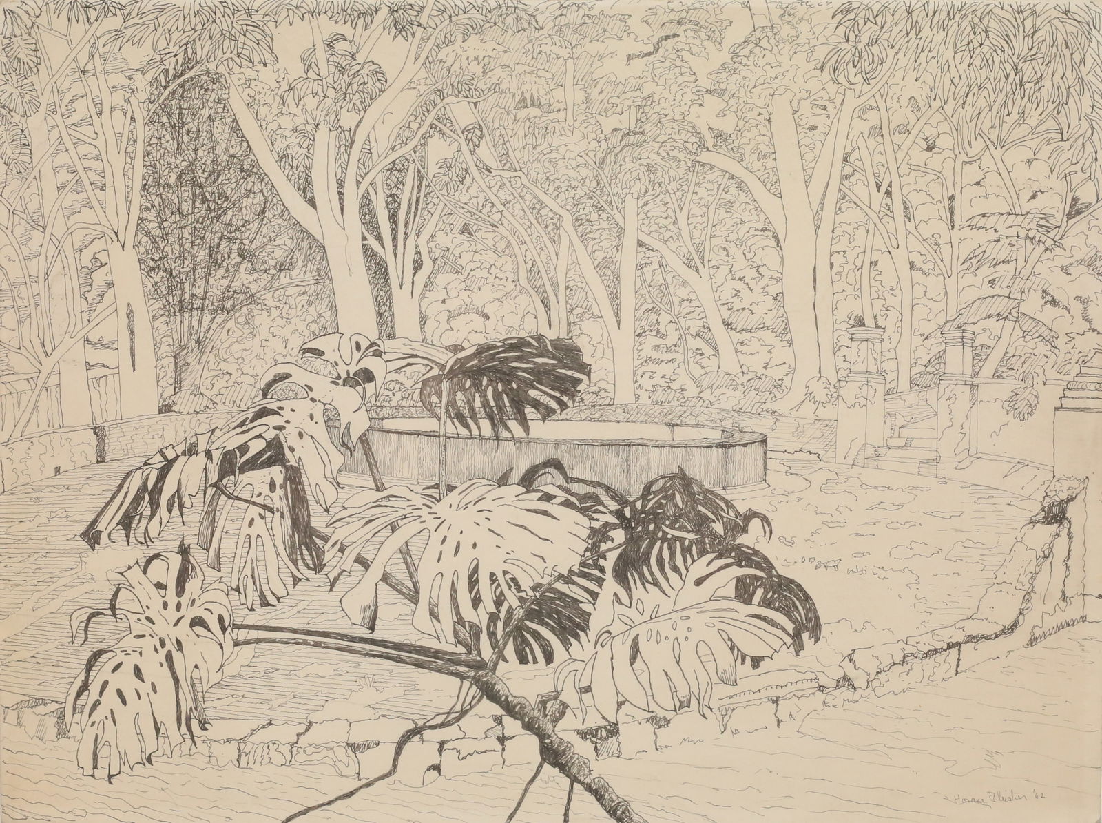 Horace Fleisher Pen & Ink Drawing Borda Garden (1 of 6)