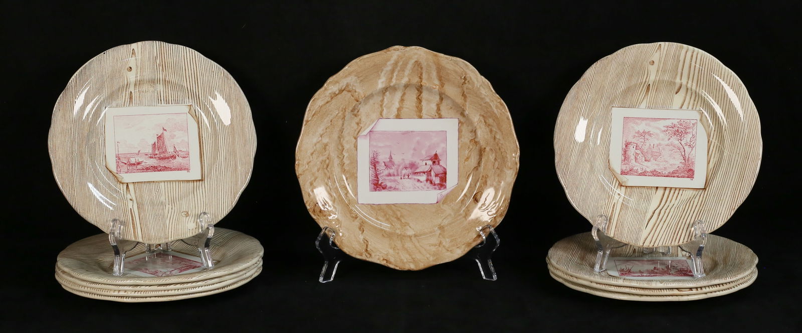 10 French Faience Faux Bois Plates (1 of 20)