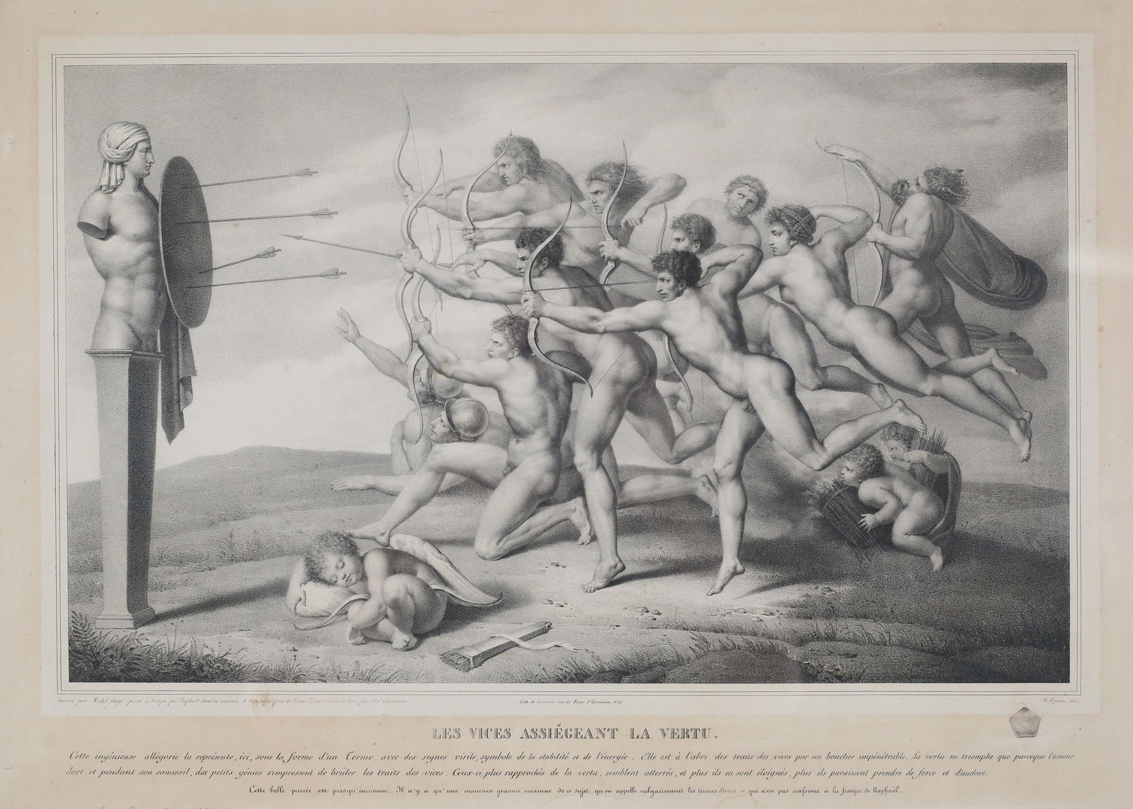 Maurin After Michelangelo Lithograph Naked Archers (1 of 11)