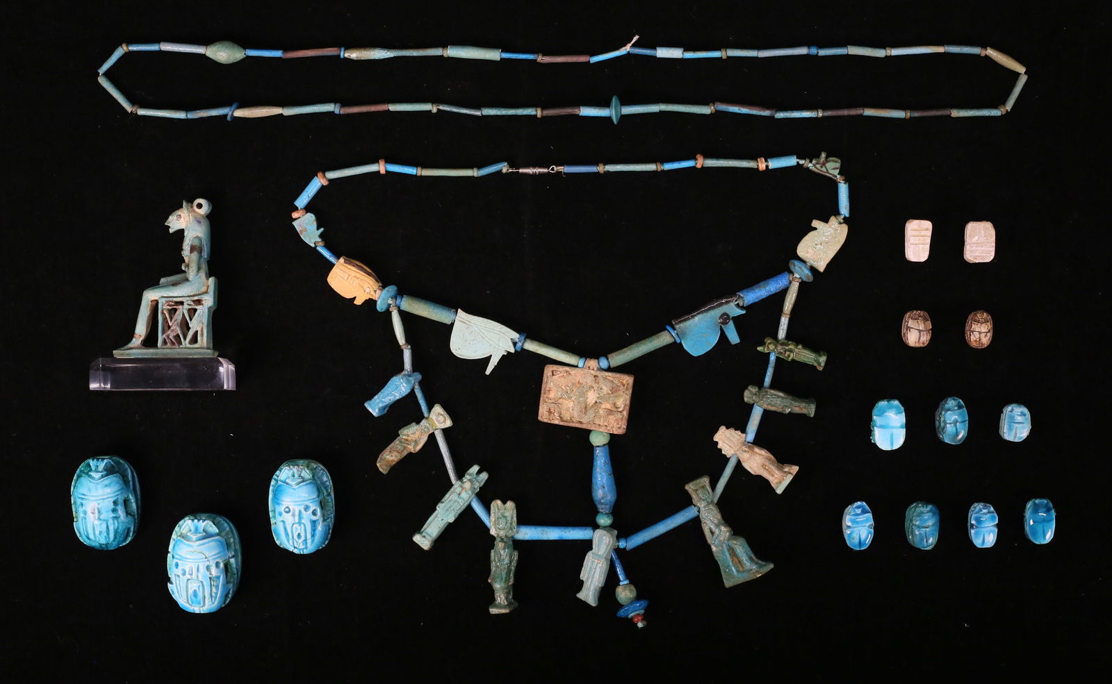 Egyptian Faience Necklace & Scarab Beads (1 of 20)