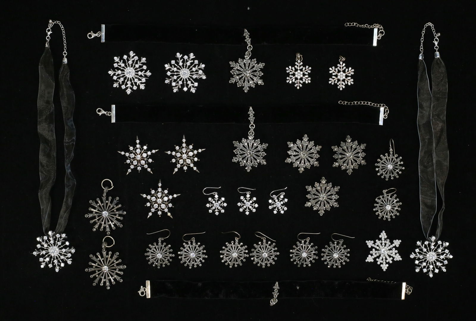 Lot of Sterling, Marcasite & CZ Snowflake Jewelry (1 of 20)