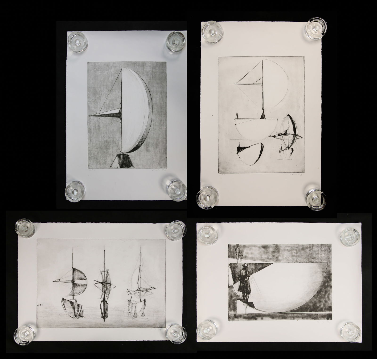 4 Signed Carlo Etchings Ships (1 of 20)