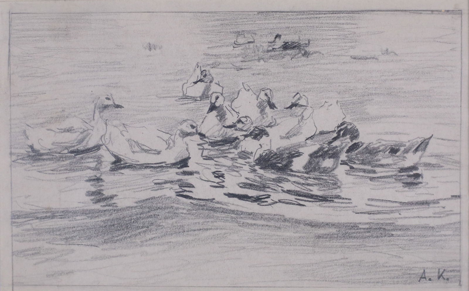 Attributed to Alexander Koester Drawing Ducks (1 of 6)