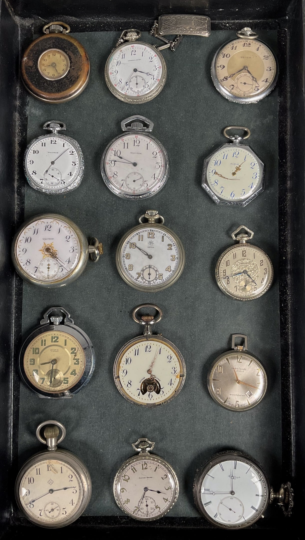15 Vintage Pocket Watches Waltham, Favre Leuba (1 of 7)