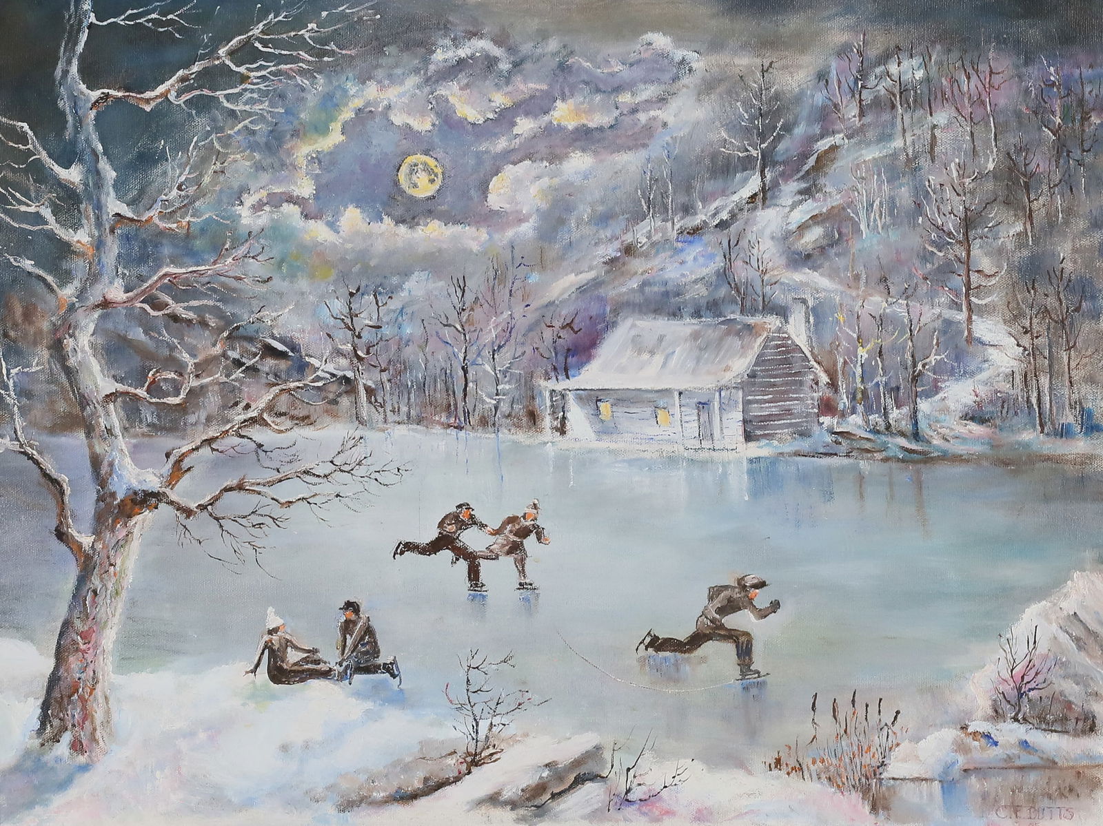 Folk Art Winter Scene Painting (1 of 7)