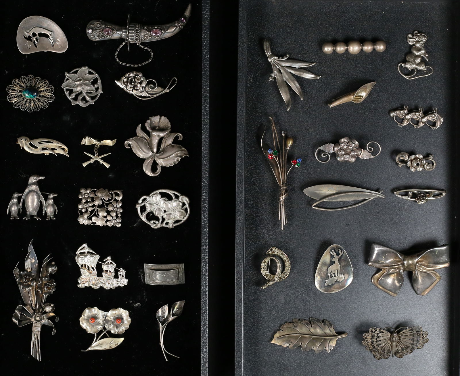 31 Sterling & Other Silver Brooches Taxco, Danish (1 of 13)