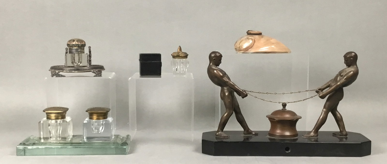 4 Inkwells Webster Enamel, Abalone, Figural (1 of 20)